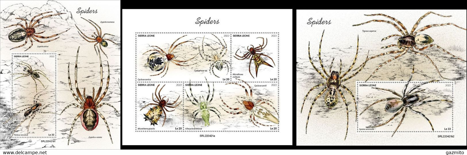 Sierra Leone 2022, Animals, Spider, 4val In BF +2BF - Araignées