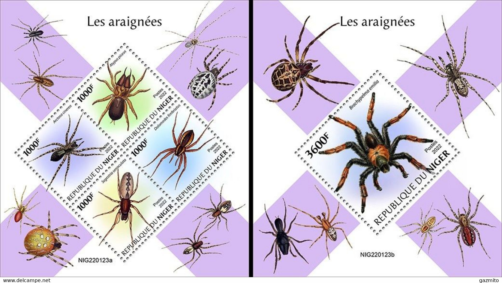 Niger 2022, Animals Spider, 4val In BF+BF - Spinnen