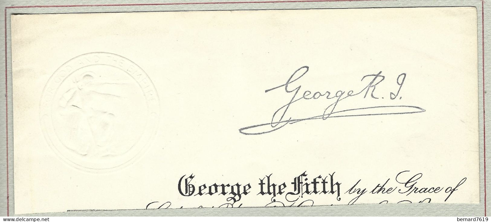 Publicite   Entete   -   Georges  The Fifth - Georges V  Roi D'angleterre -  Cacheten Leger Relief  - Autographe - Familias Reales