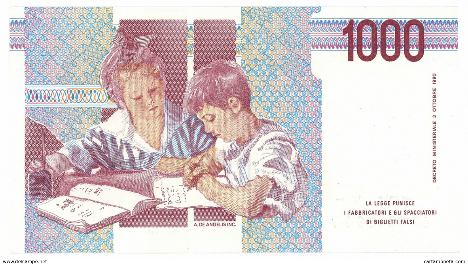 1000 LIRE MARIA MONTESSORI LETTERA D 26/06/1994 FDS - Autres & Non Classés