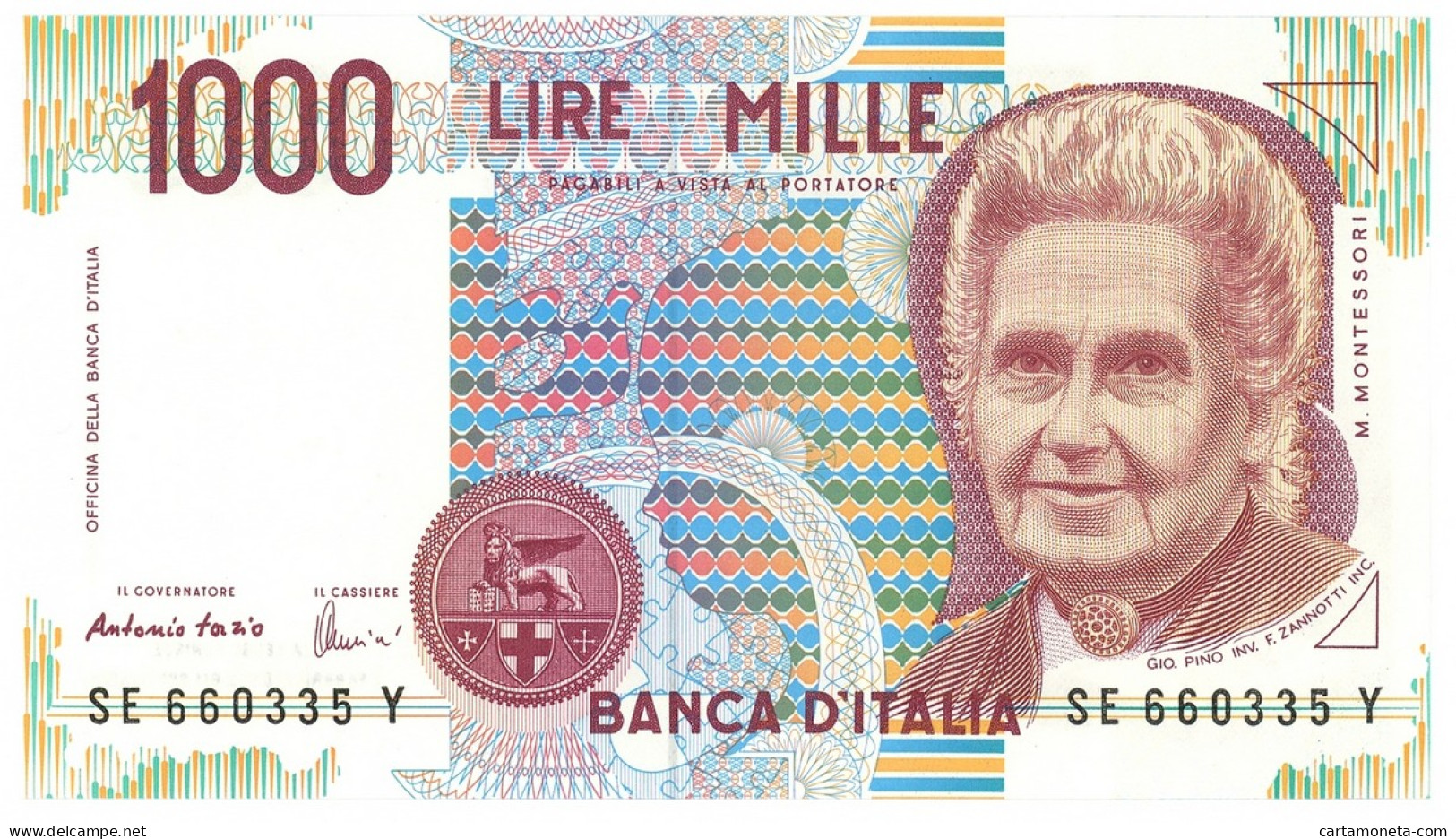 1000 LIRE MARIA MONTESSORI LETTERA E 18/12/1995 FDS - Sonstige & Ohne Zuordnung