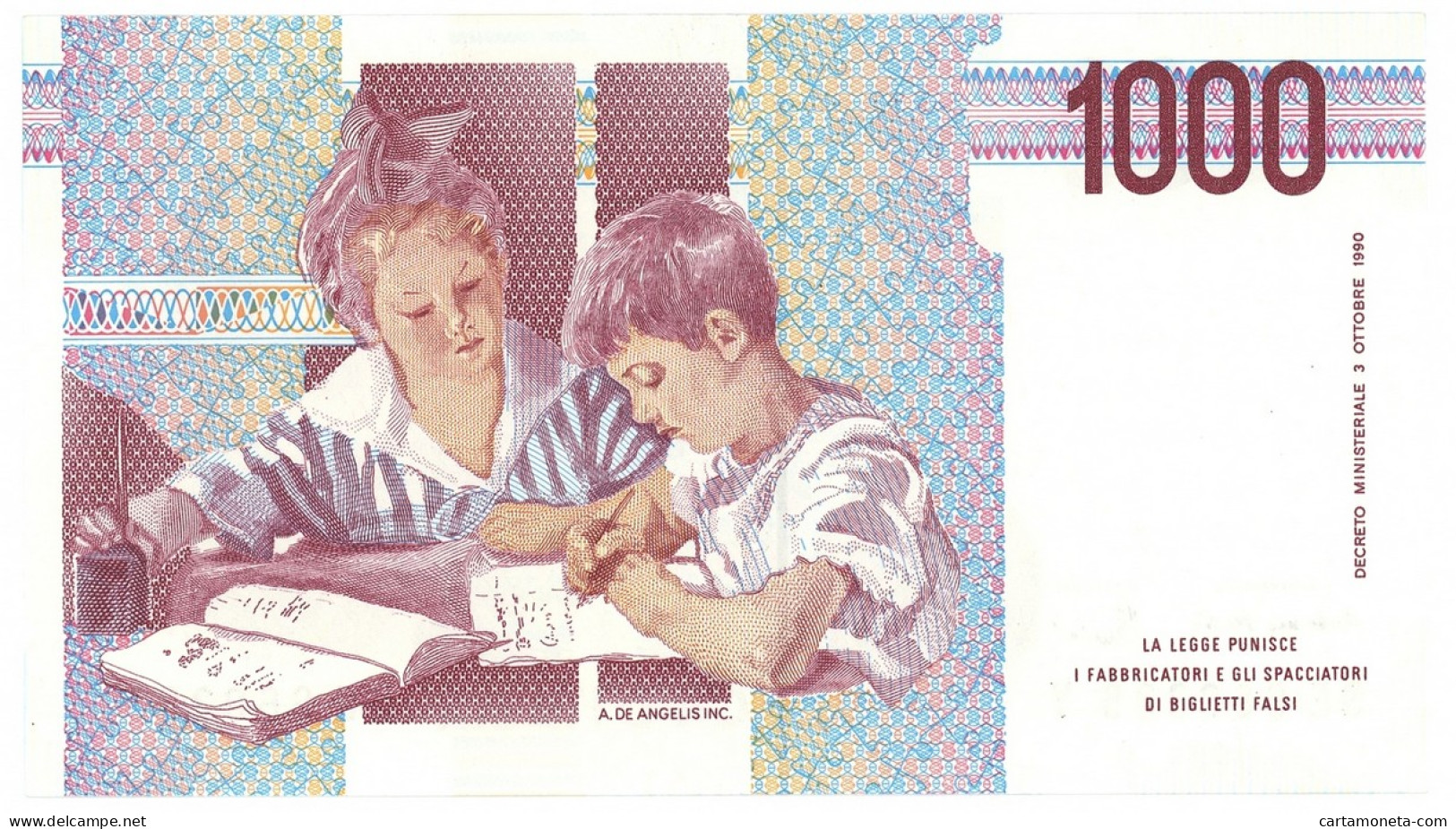 1000 LIRE MARIA MONTESSORI LETTERA E 18/12/1995 FDS - Autres & Non Classés