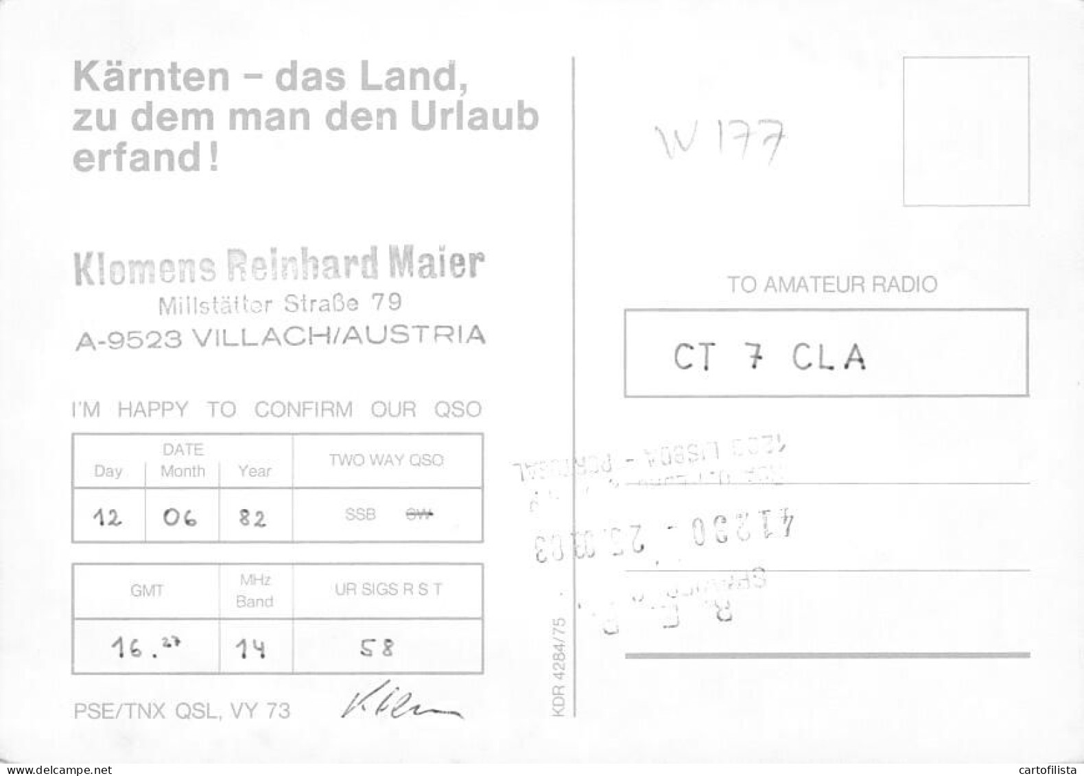 QSL Card - AUSTRIA, VALLACH 1982  ( 2 Scans ) - Radio Amateur