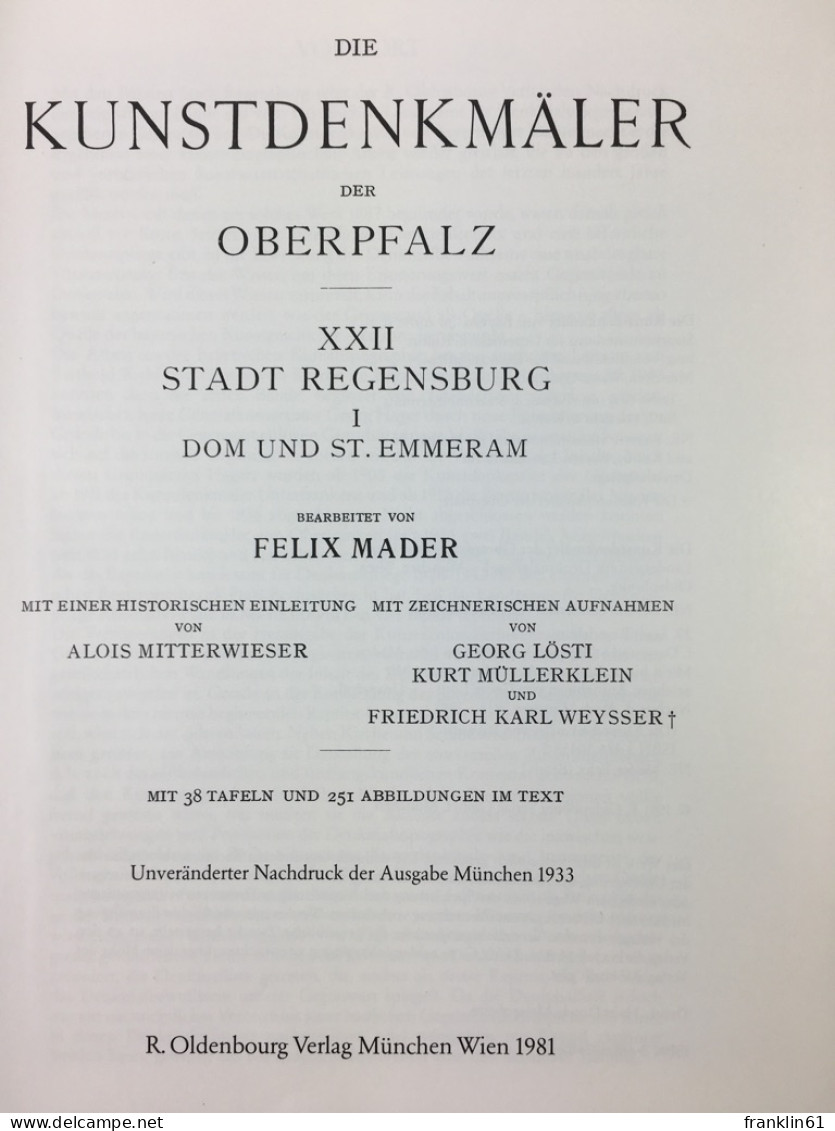 Die Kunstdenkmäler Der Oberpfalz; Teil: 22., Stadt Regensburg. - Architektur