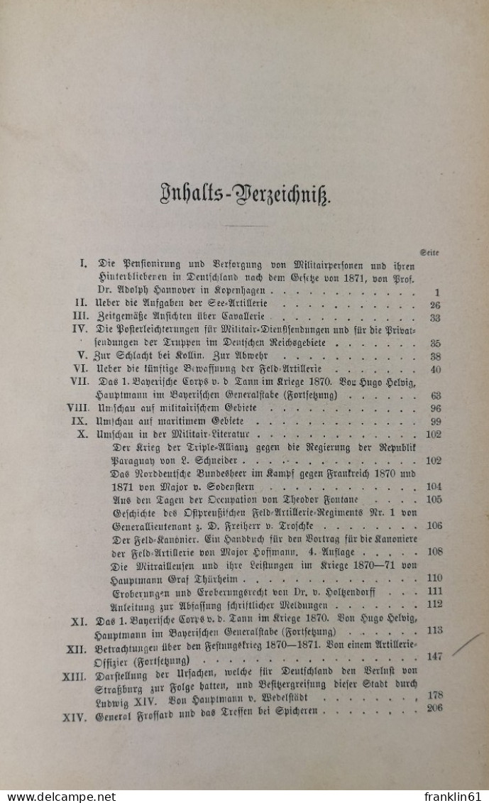 Jahrbücher Für Die Deutsche Armee Und Marine. Vierter Band. Juli Bis September 1872. - 4. 1789-1914