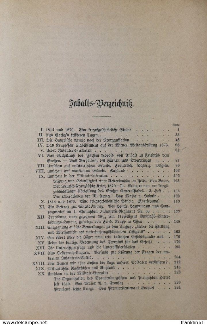 Jahrbücher Für Die Deutsche Armee Und Marine. Achter Band. Juli Bis September 1873. - 4. 1789-1914