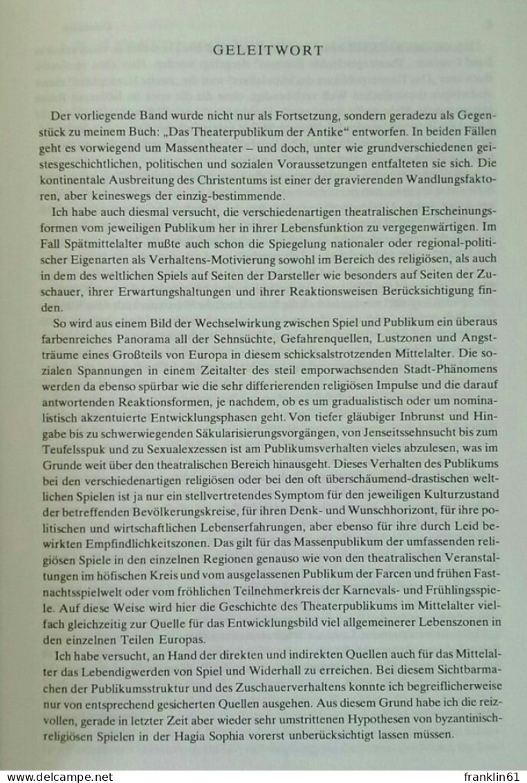 Das Theaterpublikum Des Mittelalters. - 4. 1789-1914