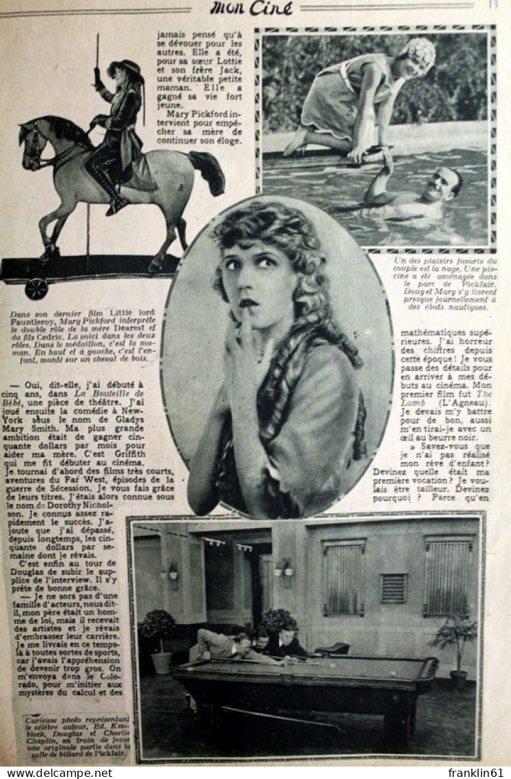 Mon Ciné. No. 6. 30 Mars 1922. - Sonstige & Ohne Zuordnung