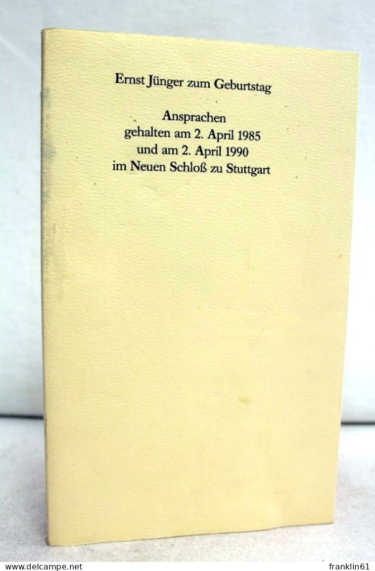 Ernst Jünger Zum Geburtstag. - Poems & Essays