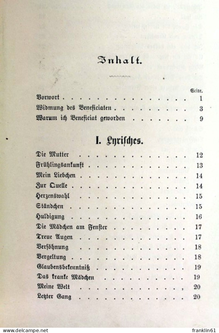 Aus Der Mappe Des Beneficiaten - Poésie & Essais