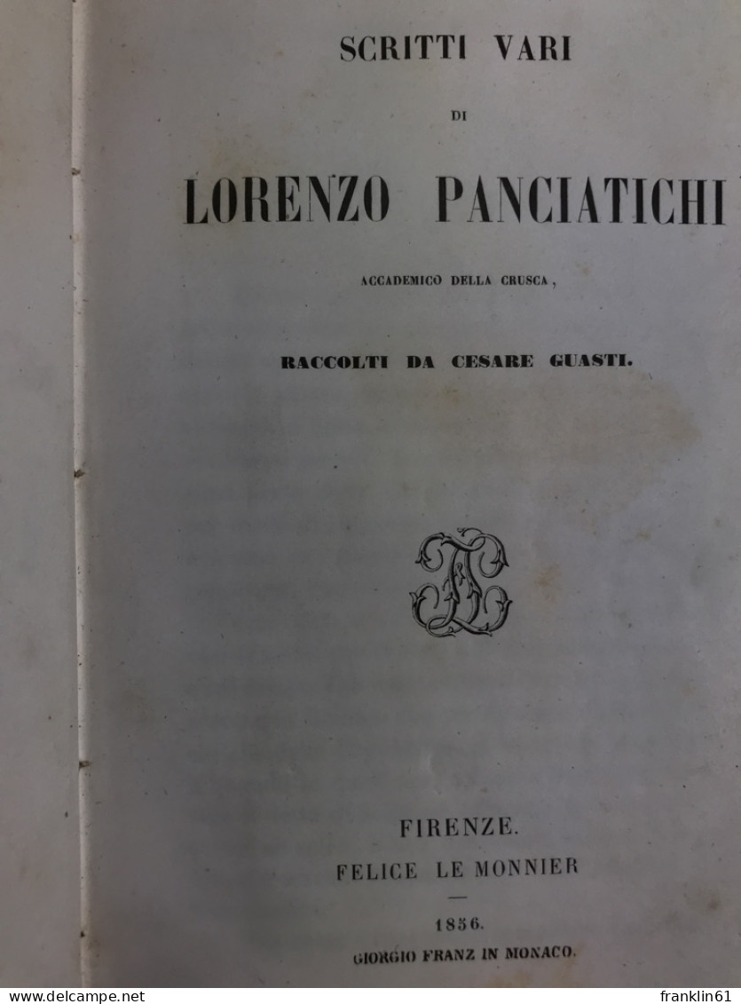 Scherzi Poetici Di Lorenzo Panciatichi. - Lyrik & Essays