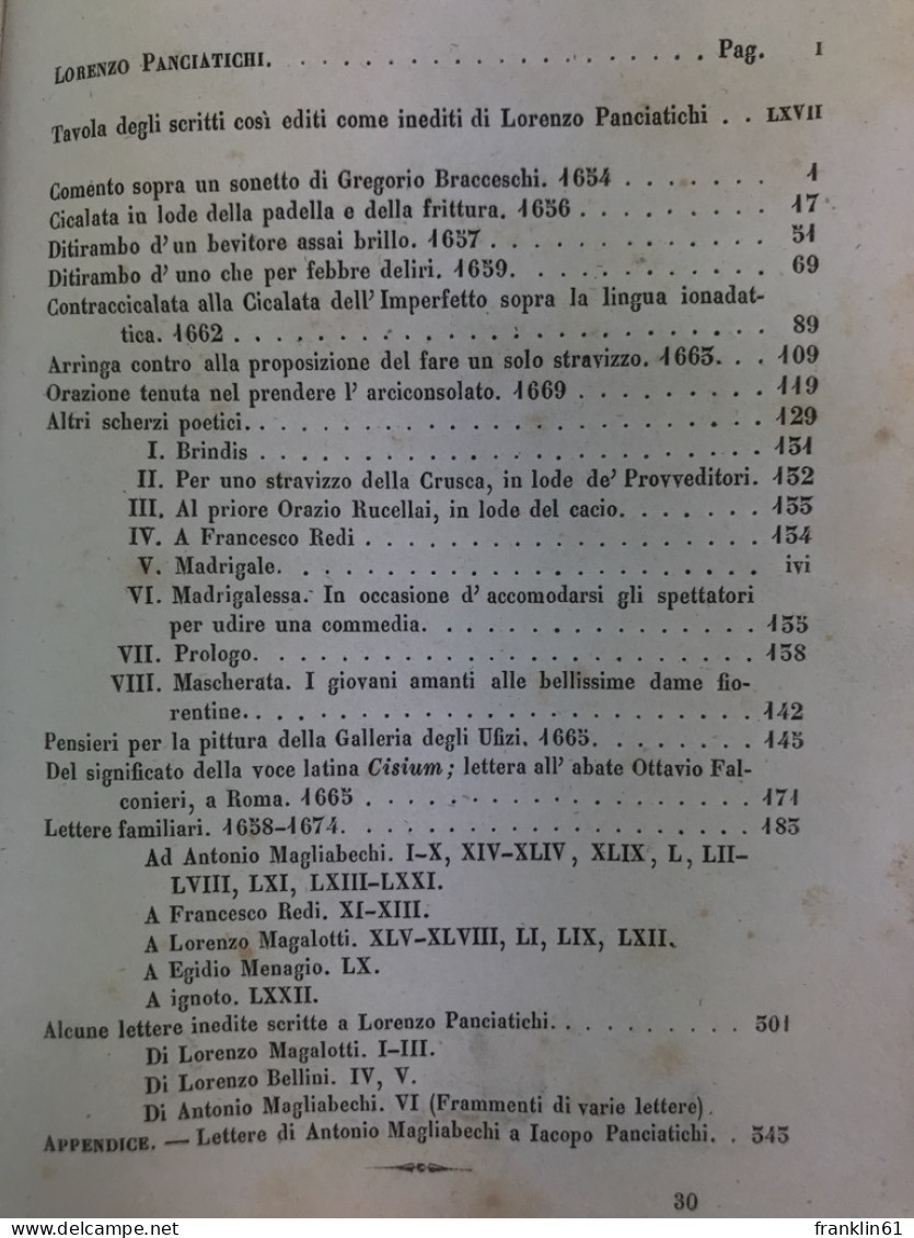 Scherzi Poetici Di Lorenzo Panciatichi. - Poesía & Ensayos