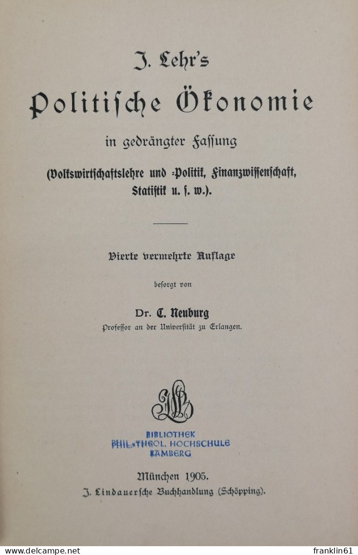 J. Lehrs Politische Ökonomie In Gedrängter Fassung - Glossaries