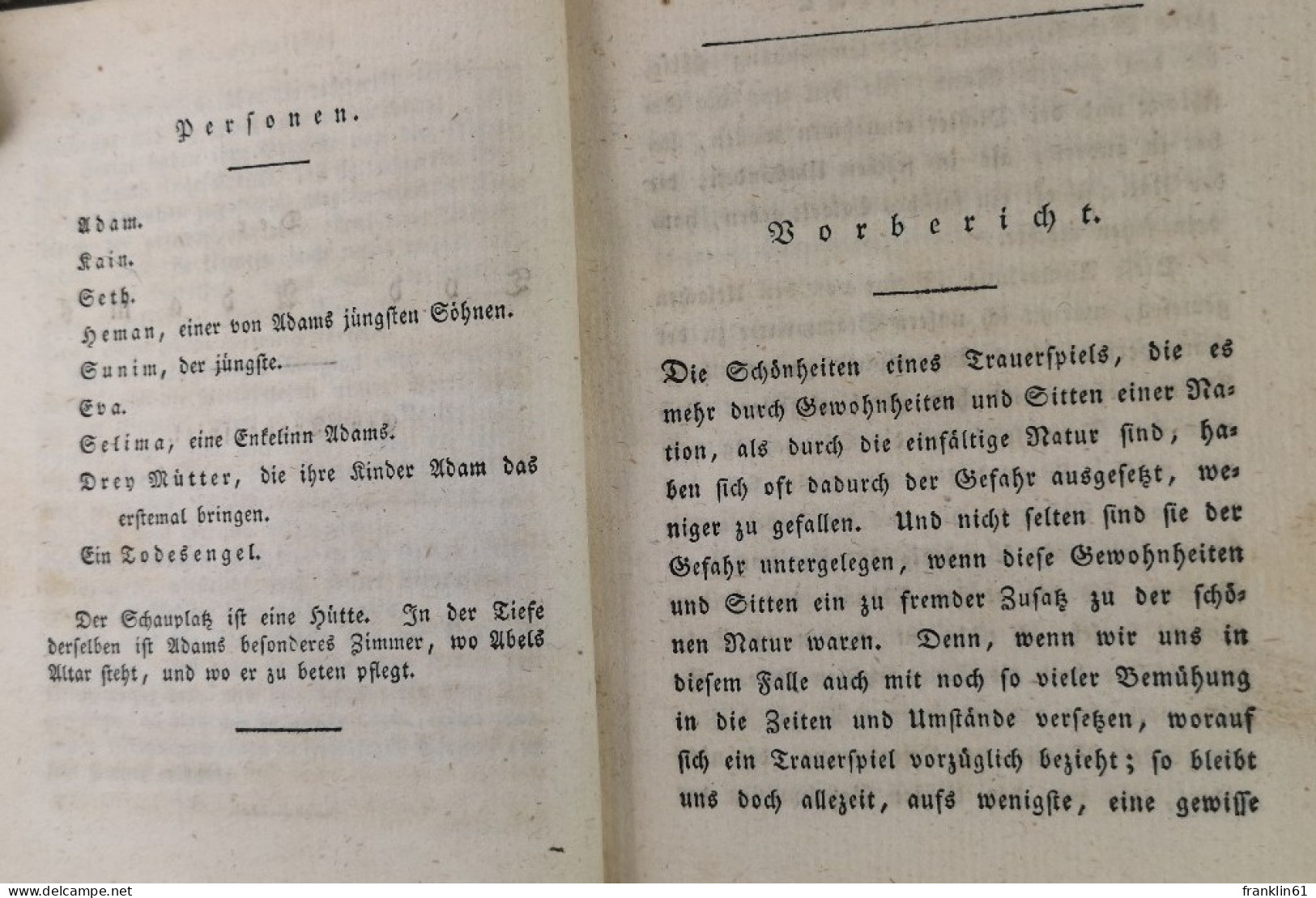 Klopstocks Sämmtliche Werke. Achter Band. Der Tod Adams. Hermanns Schlacht. - Lyrik & Essays