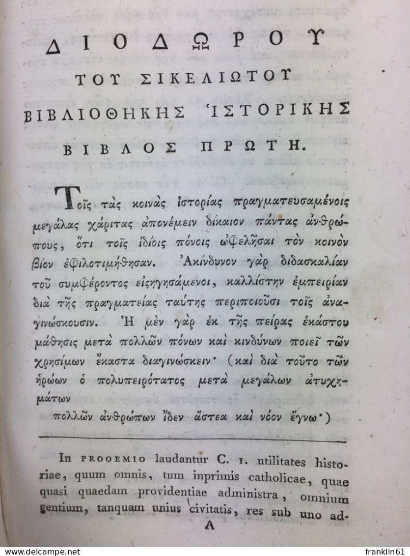 Diodori Bibliothecae Historicae, Volum Primum