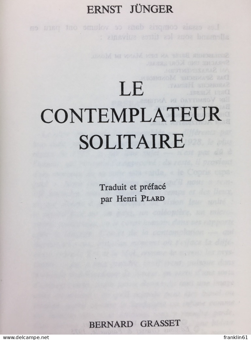Le Contemplateur Solitaire. - Poems & Essays