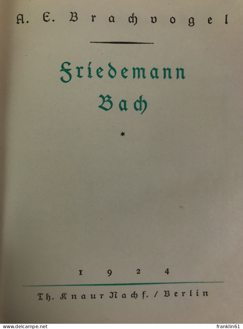 Friedemann Bach. - Gedichten En Essays