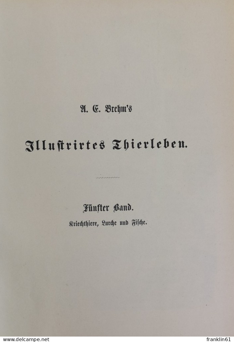 Illustrirtes Thierleben. Eine Allgemeine Kunde Des Thierreichs. Fünfter Band. - Lexika