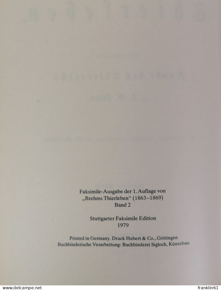 Illustrirtes Thierleben. Eine Allgemeine Kunde Des Thierreichs. Zweiter Band. - Léxicos