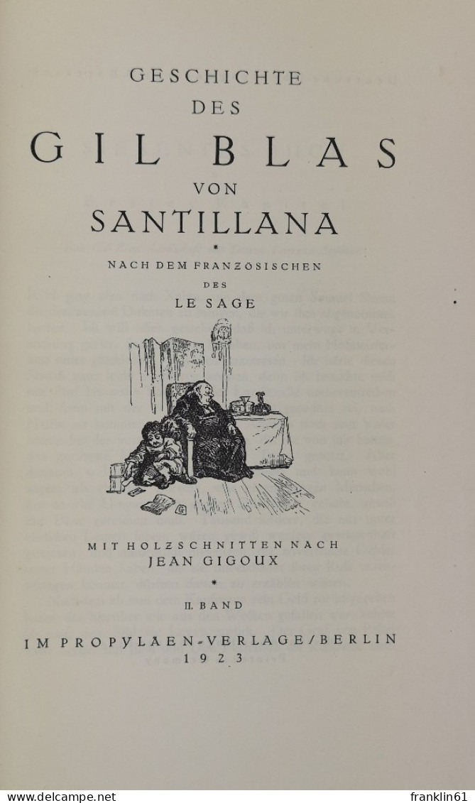 Geschichte Des Gil Blas Von Santillana. I.Band. - Lyrik & Essays