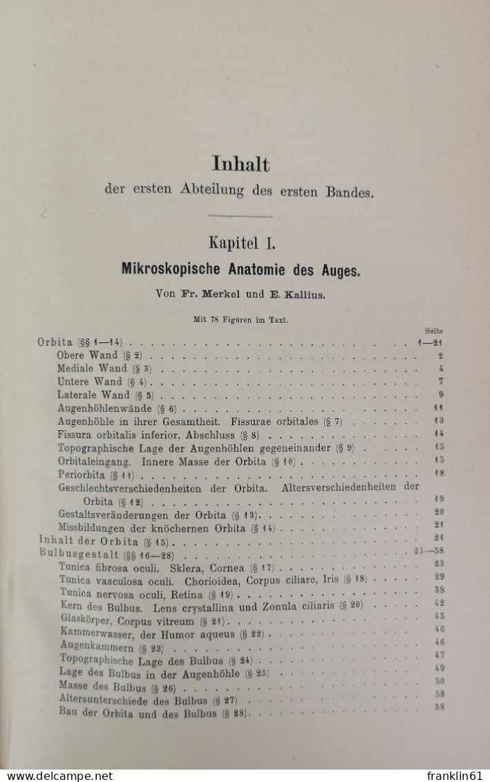 Handbuch Der Augenheilkunde. Erster Band. Erste Abteilung. - Medizin & Gesundheit