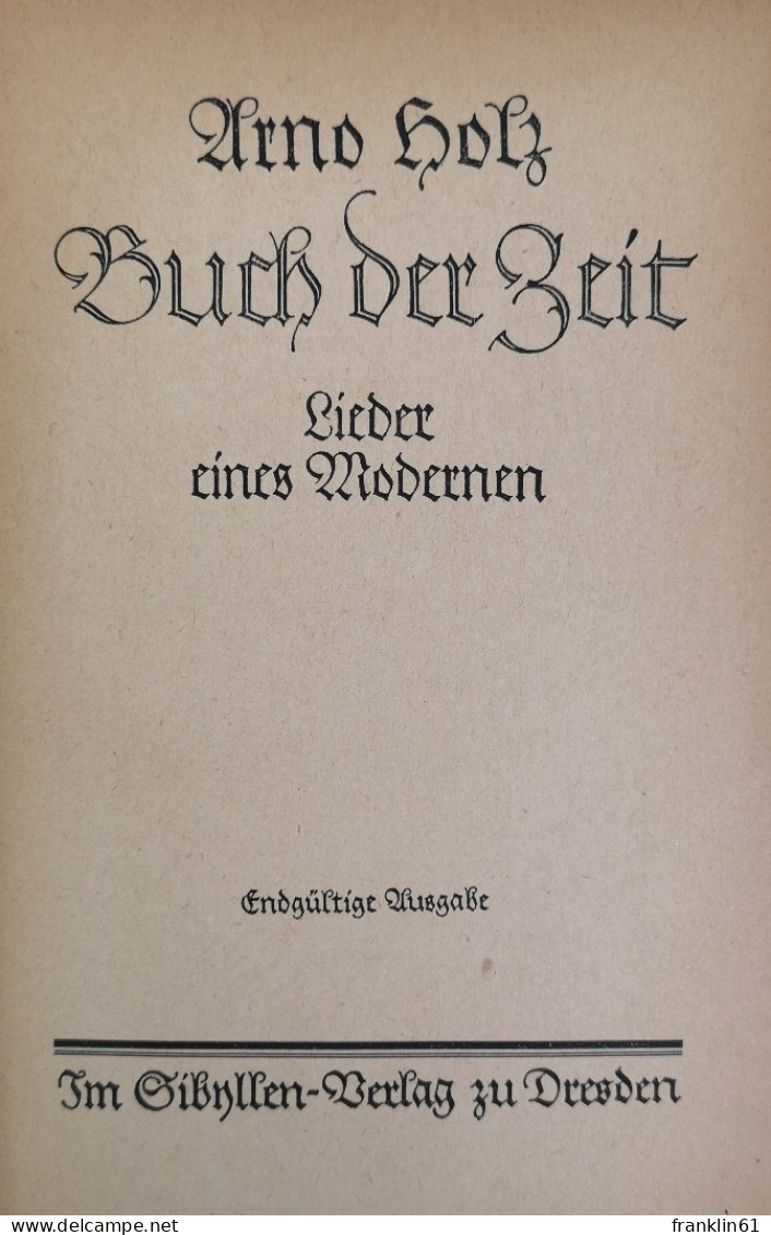 Buch Der Zeit. Lieder Eines Modernen. - Poesia