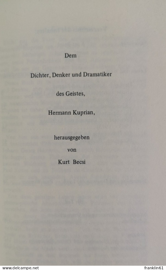 Profil Eines Dichters. Hermann Kuprian. - Biografía & Memorias