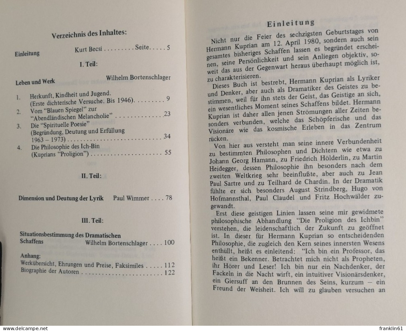 Profil Eines Dichters. Hermann Kuprian. - Biografía & Memorias