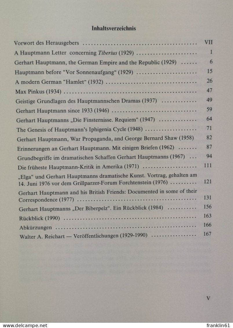 Ein Leben Für Gerhart Hauptmann : Aufsätze Aus Den Jahren 1929 - 1990. - Théâtre & Danse