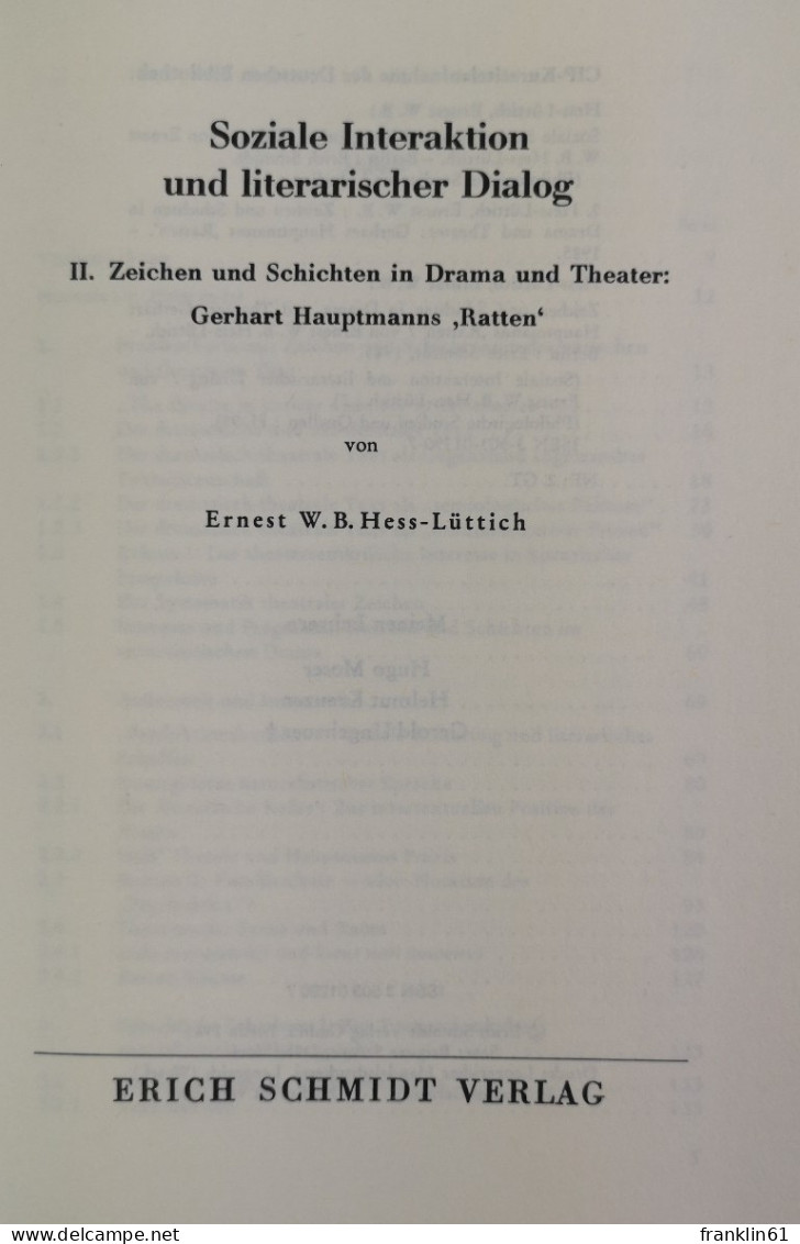 II. Zeichen Und Schichten In Drama Und Theater: Gerhart Hauptmanns Ratten. - Teatro E Danza