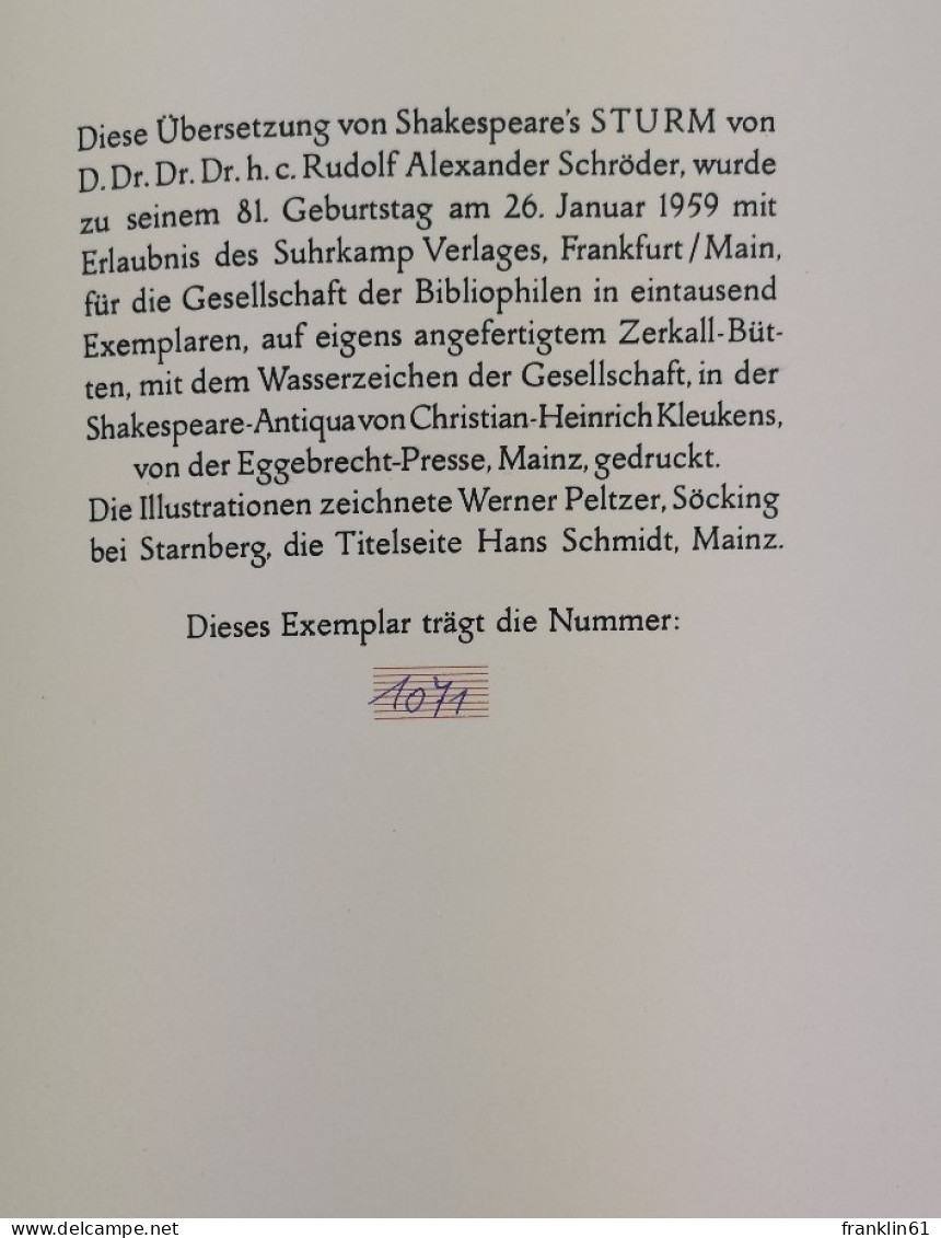 Sturm. Nummerierte Ausgabe, Nr. 1071. - Poésie & Essais