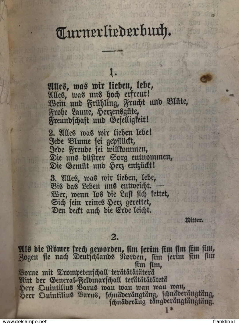 Turnerliederbuch Für Fahrt Und Fest, Rast Und Reigen - Musica