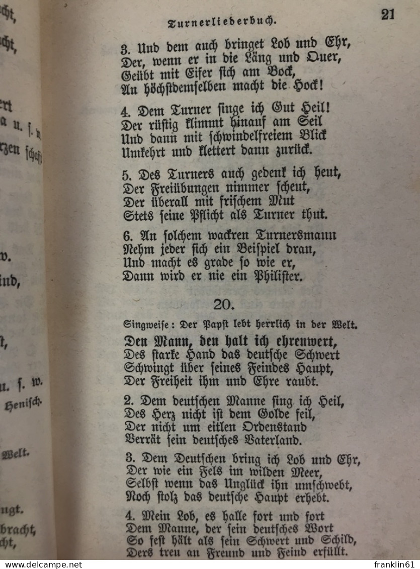 Turnerliederbuch Für Fahrt Und Fest, Rast Und Reigen - Musique