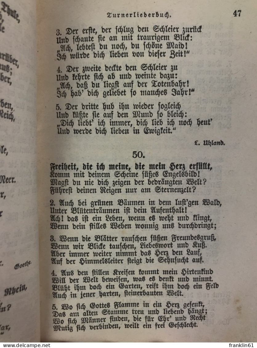 Turnerliederbuch Für Fahrt Und Fest, Rast Und Reigen - Muziek