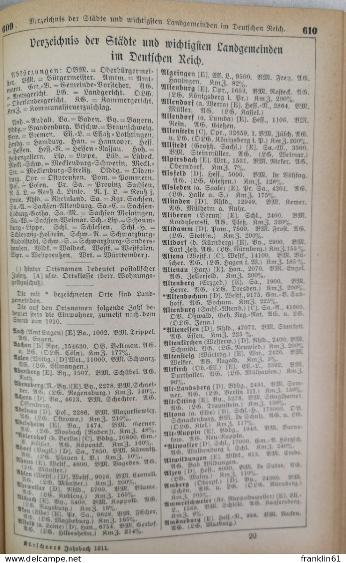 Kürschners Jahrbuch 1911. - Glossaries