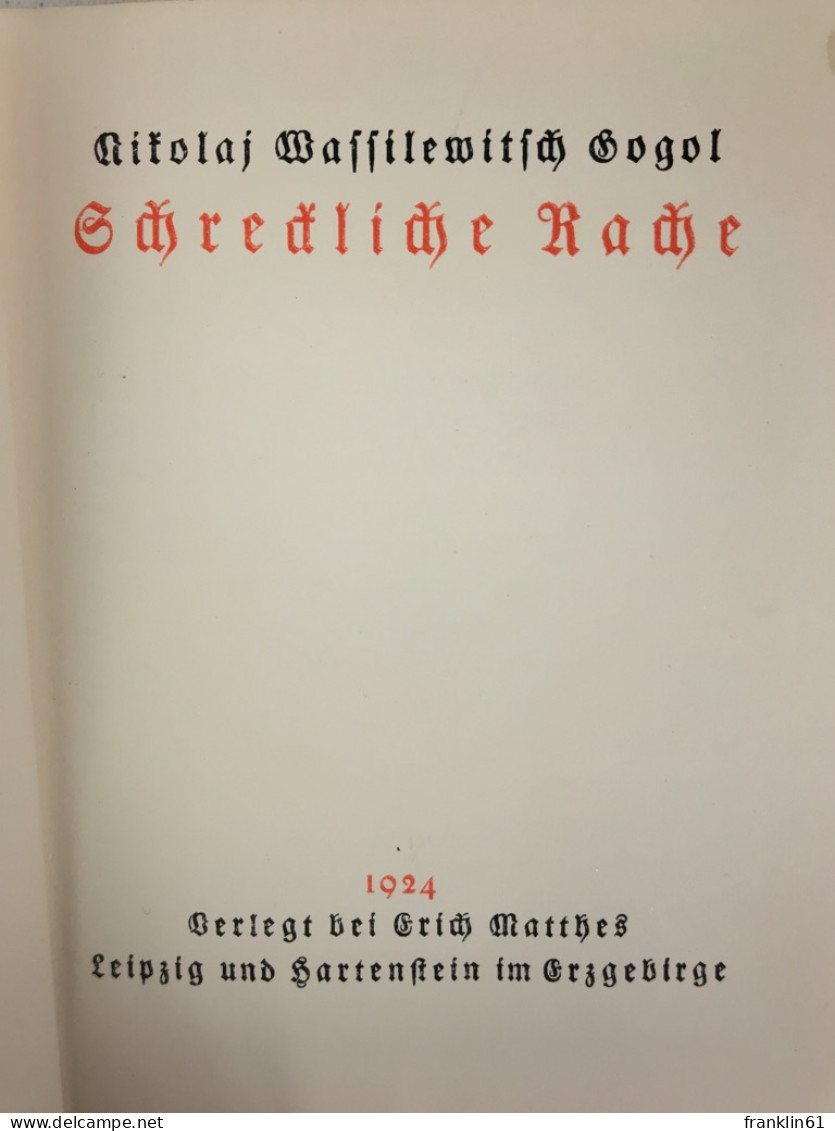 Schreckliche Rache. - Gedichten En Essays