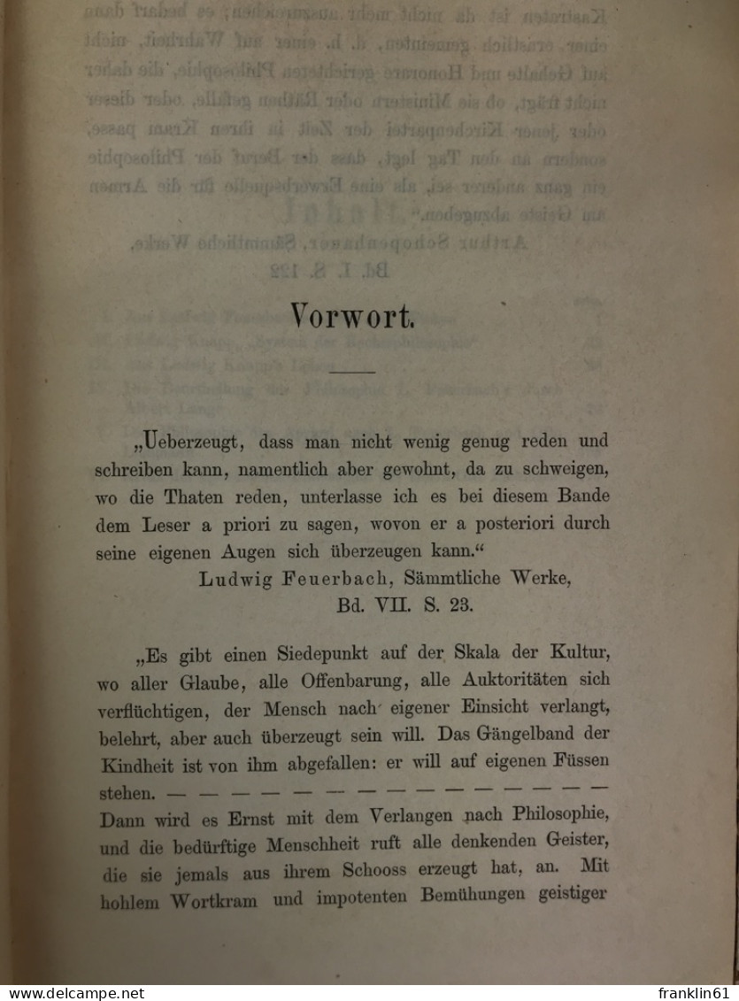 Ludwig's Feuerbach's Philosophie Die Naturforschung Und Die Philosophische Kritik Der Gegenwart. - Filosofía