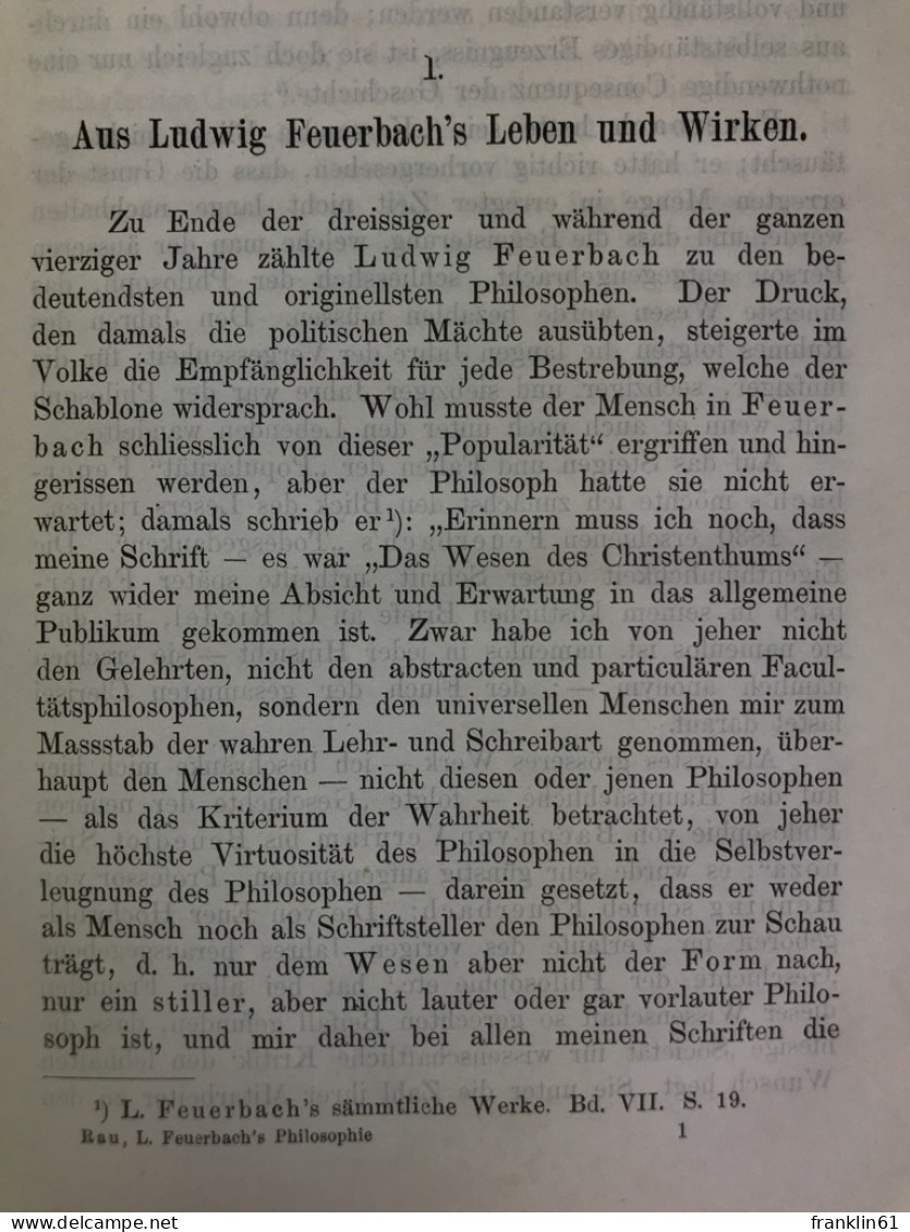 Ludwig's Feuerbach's Philosophie Die Naturforschung Und Die Philosophische Kritik Der Gegenwart. - Filosofie