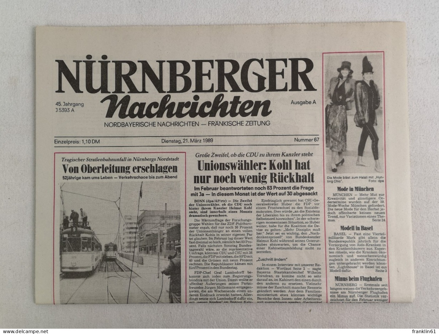 Nürnberger Nachrichten. Nordbayerische Nachrichten - Fränkische Zeitung. - Otros & Sin Clasificación