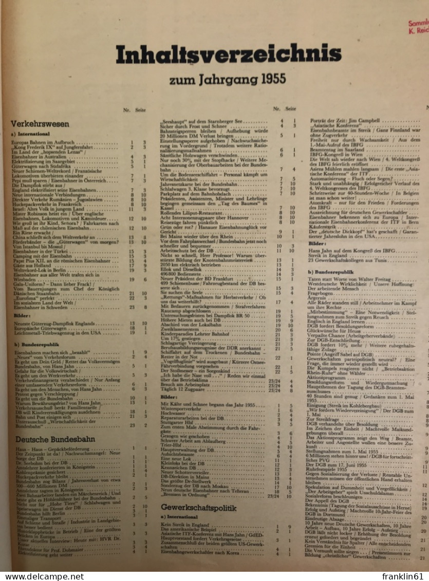 Der Deutsche Eisenbahner Jahrgang 1955. Nr.: 1 -24 KOMPLETT - Verkehr