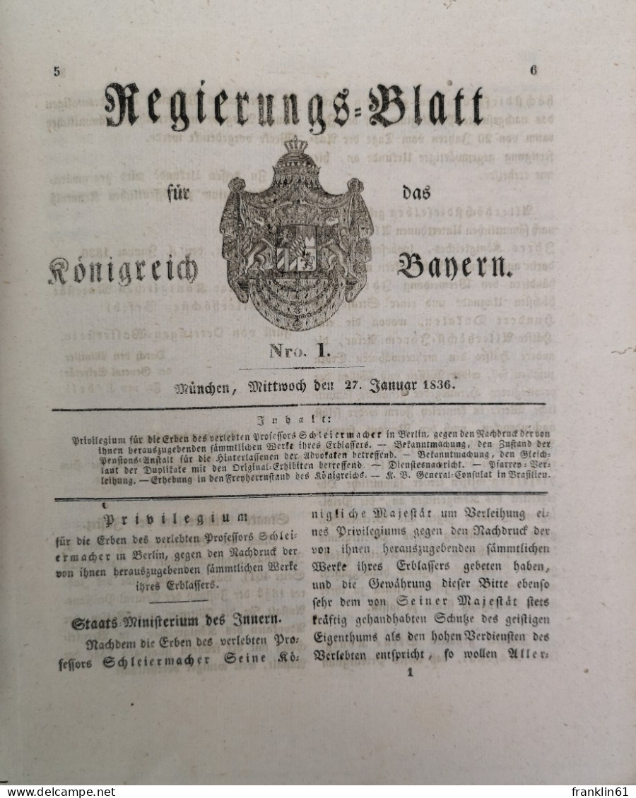 Regierungs-Blatt Für Das Königreich Bayern 1836. - 4. 1789-1914