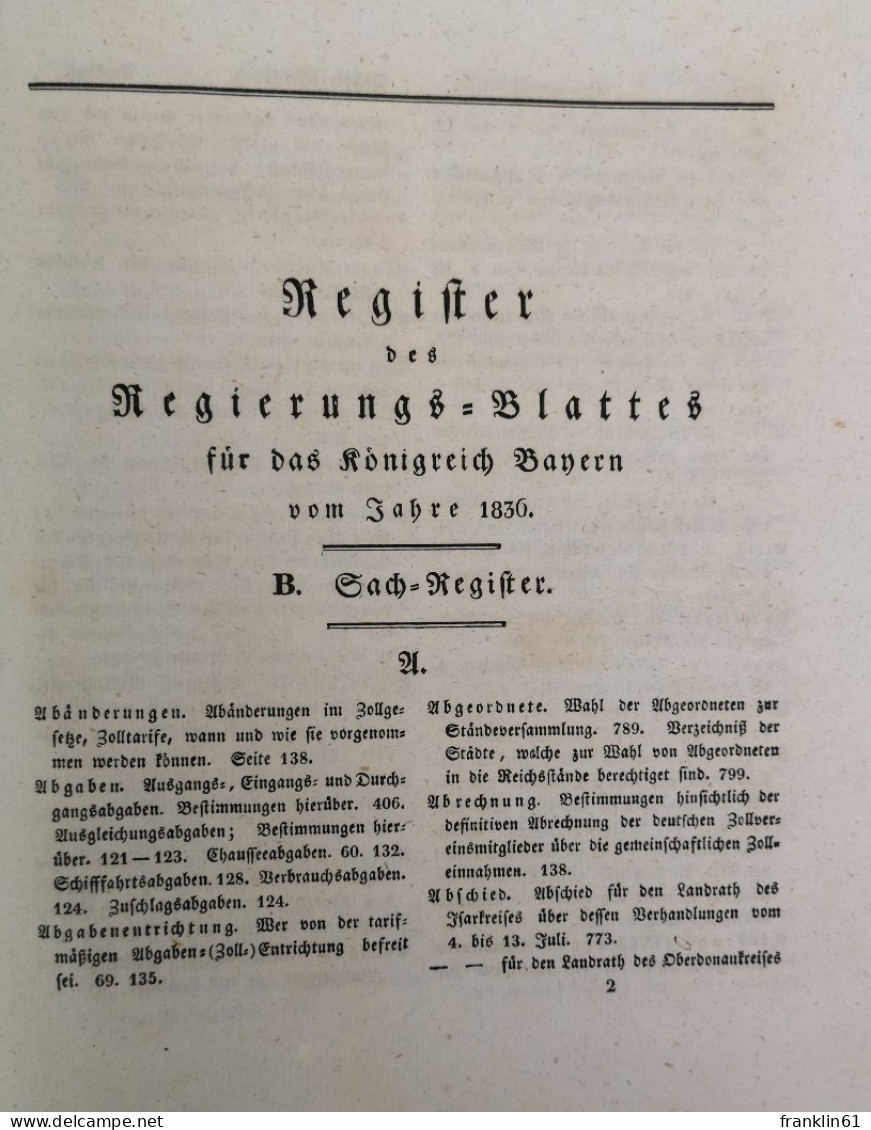 Regierungs-Blatt für das Königreich Bayern 1836.