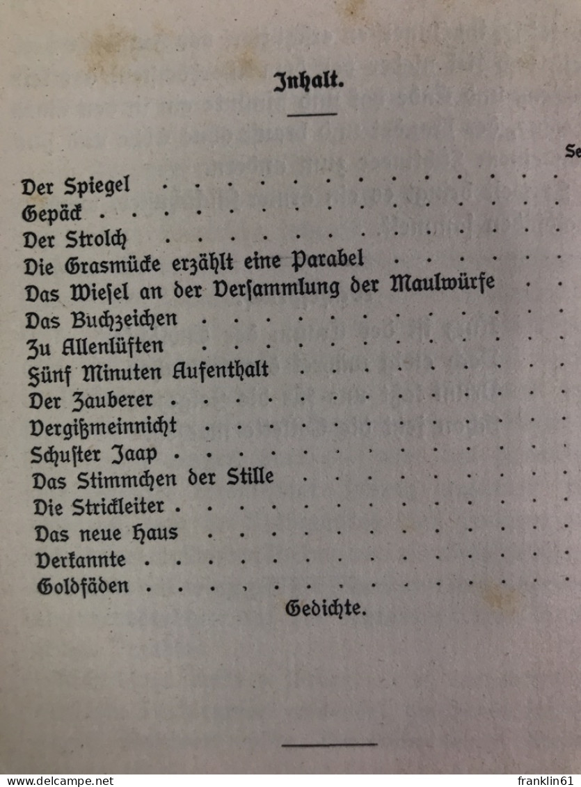Der Spiegel : Parabeln Und Betrachtungen. - Poems & Essays
