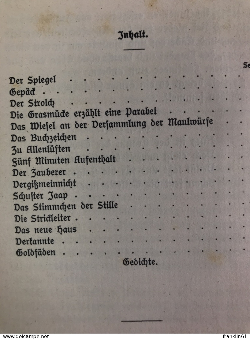 Der Spiegel : Parabeln Und Betrachtungen. - Gedichten En Essays