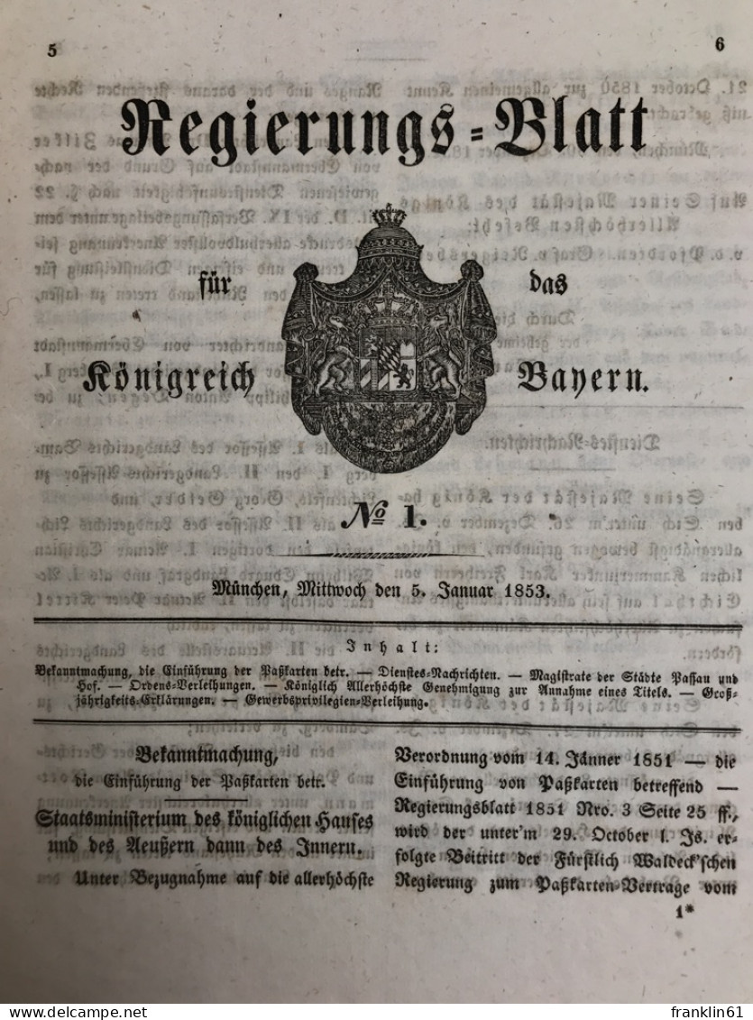 Regierungs-Blatt Für Das Königreich Bayern 1853. - 4. 1789-1914