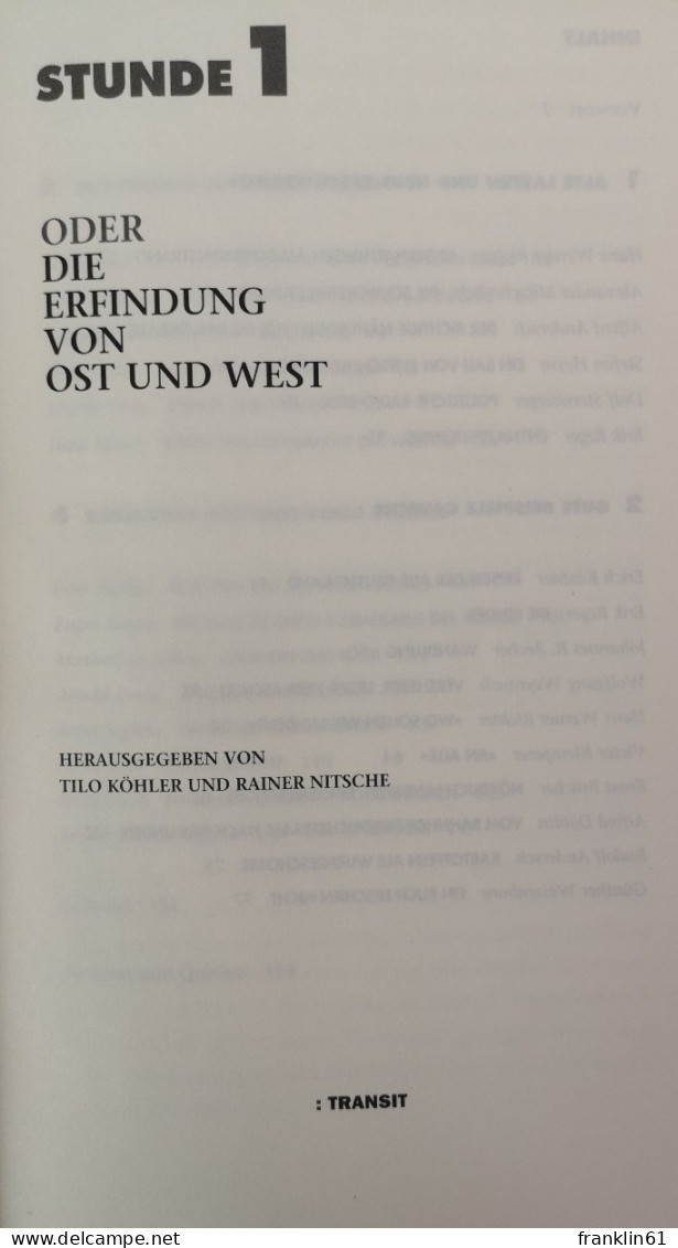 Stunde 1 Oder Die Erfindung Von Ost Und West. - 4. 1789-1914