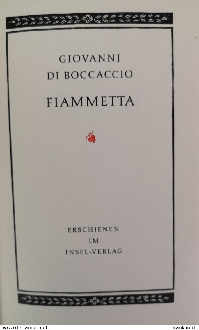 Fiammetta. - Gedichten En Essays