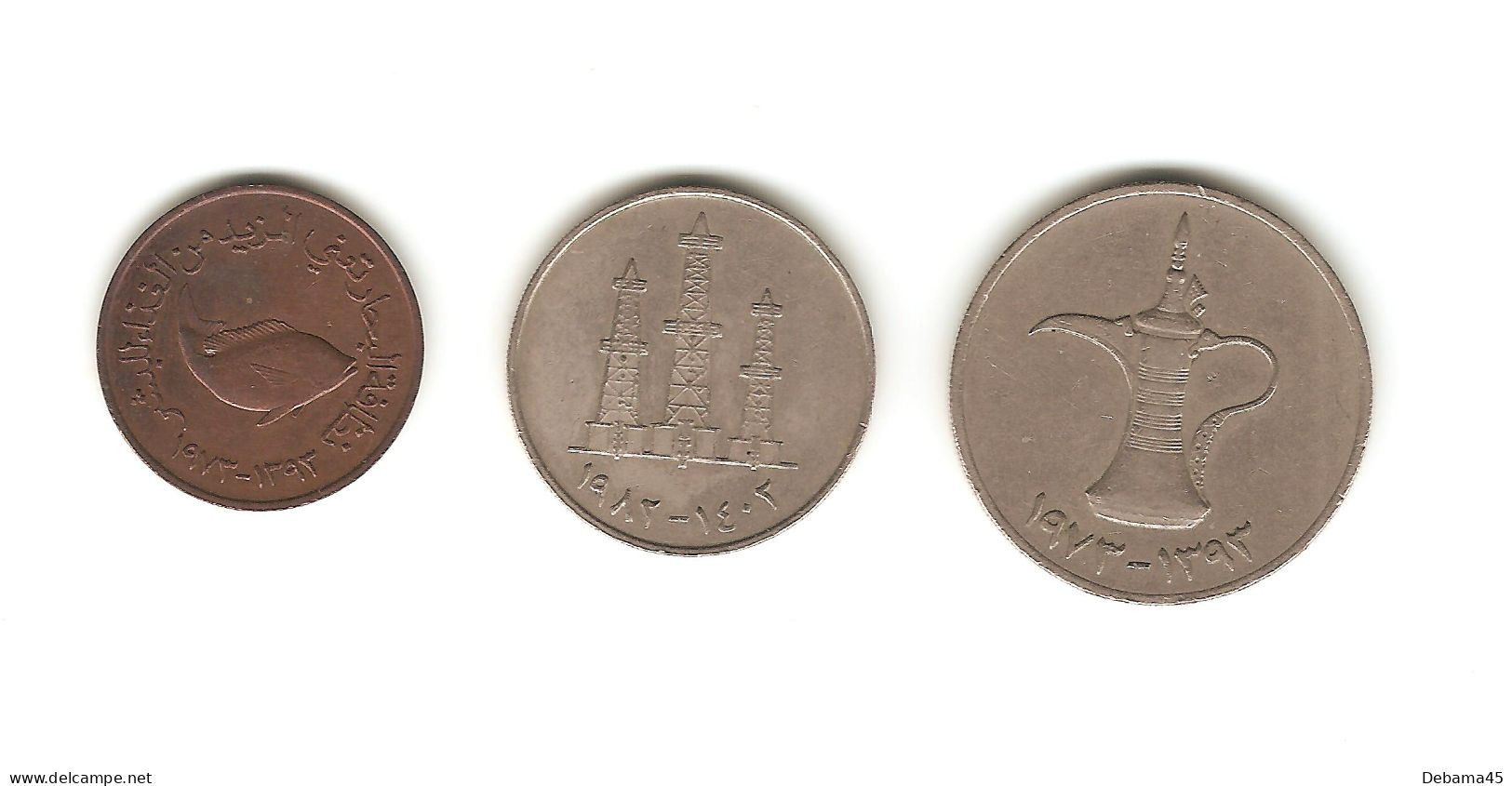 340/ Emirats Arabes Unis : 5 Fils - 50 Fils - 1 Dirham - Ver. Arab. Emirate