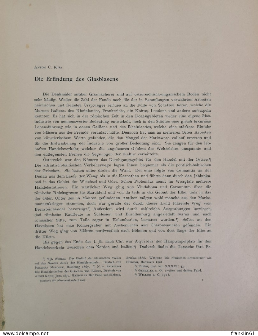 Jahrbuch Für Altertumskunde. Erster Band 1907. Heft 1-3. - 4. 1789-1914