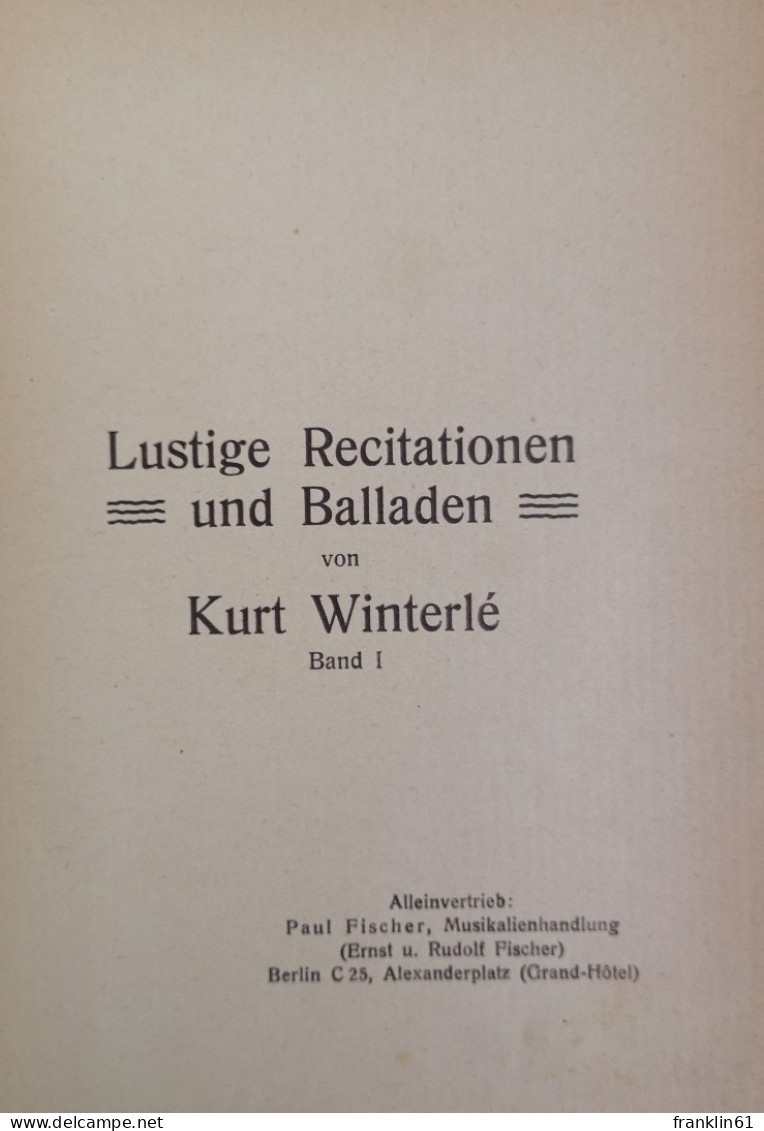 Lustige Recitationen Und Balladen. Band I. - Humour